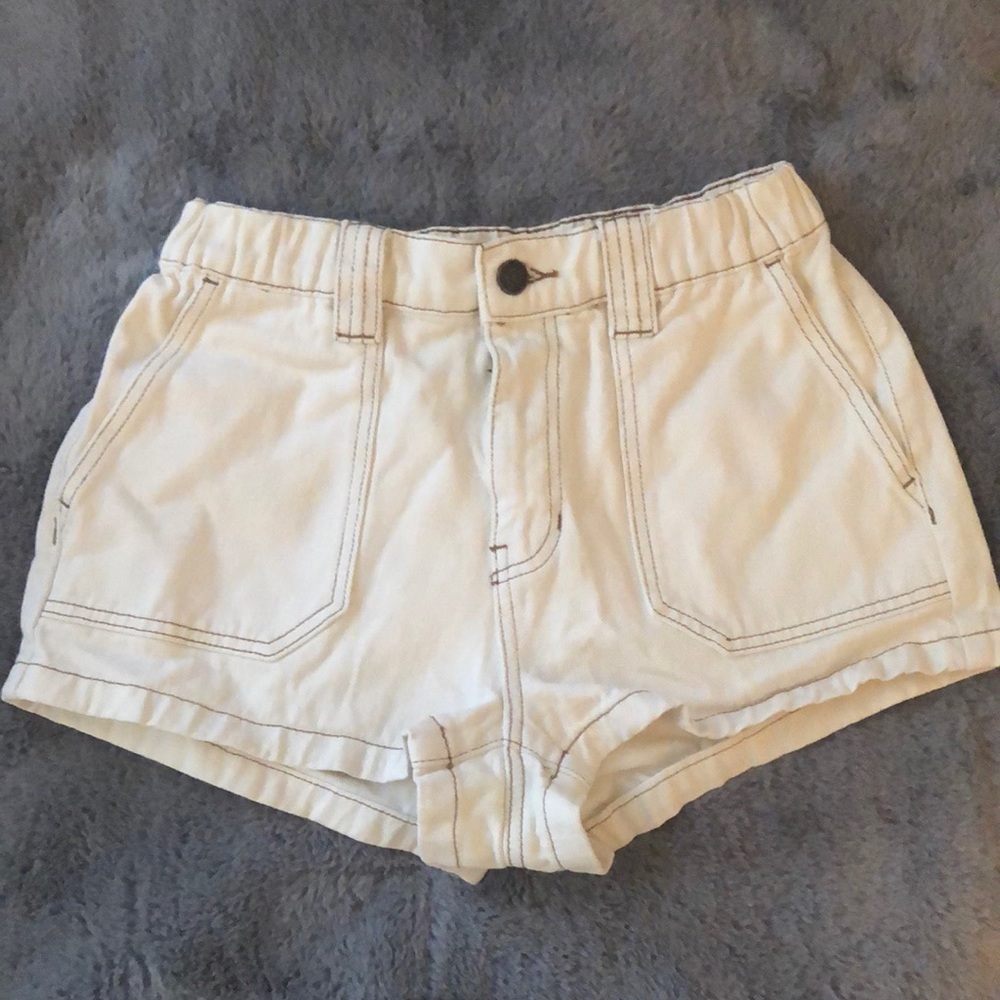 PacSun Off White Brown Stitching Shorts